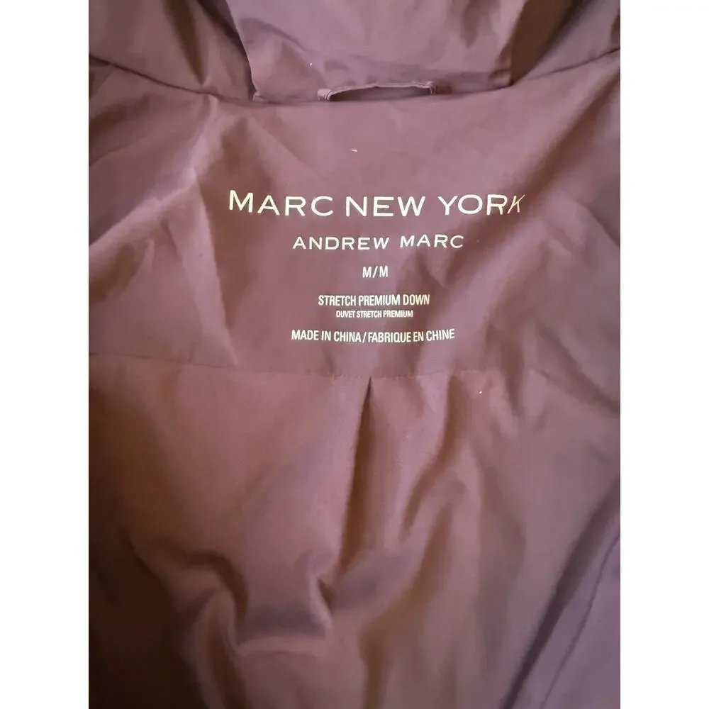 Marc New York‎ Andrew Marc Quilted Hooded Fur Down Coat Purple Women's M